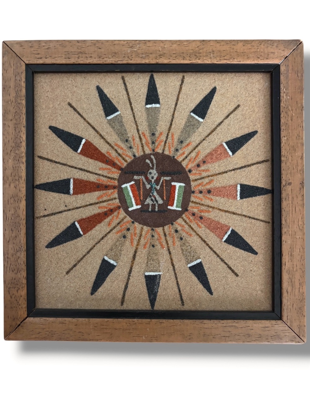 VINTAGE Navajo Sand Painting Sun & Eagle Design Signed by Artist E. Allen